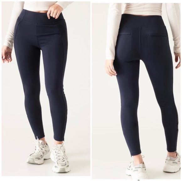 Athleta Pants - Athleta Delancey skyline high rise hybrid pants navy blue size medium